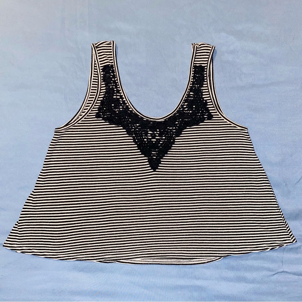 Modern Lux Black and White Embellished Boxy Tank Top